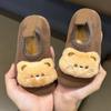Chinelos de algodão para crianças, sapatos para meninos de inverno, bolsa para casa com fundo macio antiderrapante, pelúcia de pele, sapatos de algodão para bebês e crianças