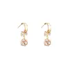 Pendientes de Bola con Incrustaciones de Circonita y Diamantes Completos, Moda Coreana con Diseño Moderno, Pendientes de Lazo, Accesorios para Orejas en Forma de C de Estilo Nicho