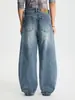 Ropa de Hombre Fengshe / Novedad Primavera 2026 Estilo Americano Moderno Holgado Línea A Pierna Recta Jeans Lavado Natural