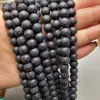 Pedra Vulcânica Contas Soltas Acessórios para Joias DIY Pedra Vulcânica Preta Contas Redondas Acessórios para Pulseira de Pedra de Lava Semi-Acabados