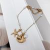 Amazon Tornozeleira Elegante de Moda Feminina com Pingente de Concha Estrela do Mar e Contas de Pérola em Aço Inoxidável