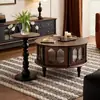 Mesa de Centro Retrô Francesa em Madeira Maciça Pequeno Apartamento Estilo Meio do Século Sala de Estar Combinação Doméstica Armazenamento Armazenamento Mesa de Centro Mesa de Chá Redonda