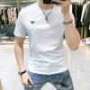Camiseta de manga corta de verano 2024 para hombre, ajustada, combinable con todo, con letras personalizadas estampadas, marca de moda europea, cuello redondo