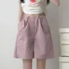 Shorts Deportivos Rosas para Mujer, Estilo Americano Casual de Pierna Ancha para Primavera y Verano, Shorts Cargo Adelgazantes de Cintura Alta con Cordón