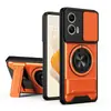 Nuevo Modelo Adecuado para Funda Protectora de Lente Moto G53, Funda de Teléfono con Ventana Deslizante Magnética G86, Funda Anticaídas con Anillo Giratorio G05