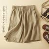 Pantalones de Lino de Cinco Puntos Corte Holgado para Niña Gordita Shorts Rectos de Algodón y Lino Pantalones de Cintura Alta de Longitud Media Talla Grande de Corte Ajustado Pantalones Casuales Verano para Mujer