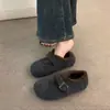 Zapatos planos Mary Jane de punta profunda, punta redonda, negros, forrados de felpa, nuevo estilo otoño/invierno para mujer, retro, cálidos y cómodos, sin cordones