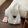 Bolso Bandolera Rayado con Lazo Fresco y Elegante para Mujer, Bolso de Hombro Plegado para Debajo del Brazo, Bolso Cruzado de Tela Casual para Niñas