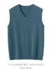 Venta al por mayor de fábrica Hilo Consinee Elegante 100% Cachemira Pura Chaleco de Cuello V Chaleco para Hombre Suéter Casual Holgado Hombre