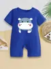 Ropa de Bebé de Comercio Exterior, Estilo Delgado de Verano para Niños, Mamelucos de Algodón Puro Clase A con Mangas Cortas de Animales de Dibujos Animados para Niños y Niñas