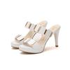 Nueva versión coreana de verano de sandalias y pantuflas con boca de pez y tacón alto para mujer, sandalias y pantuflas para exteriores, comercio exterior al por mayor