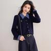 Celebridad de Internet Estilo Fragante Rayado Elegante Lel Cuadros Costura Falso Dos Piezas Tejido Estilo Coreano Otoño Casual Holgado Cárdigan