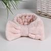 Diadema absorbente para lavar la cara de mujer estilo japonés de forro polar de coral con lazo y extremos de mariposa, simple, antideslizante, para quitar el maquillaje, maquillaje al por mayor