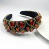 Tiara Baroque Europeia e Americana com Strass Geométrico Borda Larga Cheia de Diamantes Diamantes Coloridos Acessórios de Cabelo da Moda Brilhantes para Festa Passarela Atacado
