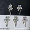 Colgante de Corazón de Rosa con Pedrería Microincrustada Lazo de Cinta Colgante Accesorios para Pulsera de Cuentas DIY Collar Pendientes