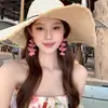 Brincos florais frescos estilo floresta para mulheres, estilo férias na praia primavera/verão, moda dopamina, brincos de tarraxa elegantes e bonitos