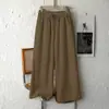 Calça Feminina de Algodão e Linho 2026 Verão Fina Respirável Casual para Mães, Tamanho Grande Solta Wide-Leg com Efeito de Drapê