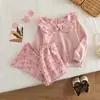 Conjunto Transfronterizo Nuevo para Niñas de Primavera y Otoño: Conjunto de Dos Piezas: Sudadera de Manga Larga con Cuello de Muñeca y Estampado de Lazo y Pantalones