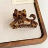 Pinza para el Cabello con Estampado de Leopardo en Forma de Gato para Mujer, Realza el Volumen del Cabello, Pinza para Cola de Caballo Semirrecogida, de Gama Alta y Elegante, Pinza de Tiburón de Nicho