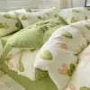 Juego de cuatro piezas de algodón y lino lavado grado A para maternidad e infancia, ropa de cama de gasa de doble capa estilo floral vintage, juego de 3 piezas para dormitorios de estudiantes