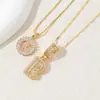 Colar Letra Inglesa Completo em Diamante Doce de Rocha Popular para Jardim de Infância Conjunto de Flores Letras de Cobre com Zircônia Banhado a Ouro Real Lote