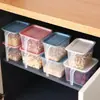 Caja de Almacenamiento de Plástico Transparente Sellada para Refrigerador con Asa, Contenedor de Almacenamiento de Granos para Cocina, Caja de Almacenamiento de Alimentos