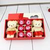 Lindo Creativo Día de la Mujer Día de la Madre Regalo Pareja Doble Oso Flor de Jabón Caja de Regalo Rosa Flor de Jabón Regalo