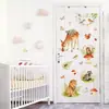 Pegatina de Pared de Animales del Bosque en Acuarela Transfronteriza León Ciervo Koala Mono Hongo Flores Plantas Mariposas Autoadhesiva Removible