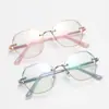 Gafas para Miopía con Borde Flash, Cambian de Color Sensibles a la Luz, Sin Montura, Borde de Diamante, Gafas Anti Luz Azul para Mujeres, Gafas para Miopía Ultraligeras para Exportación Transfronteriza