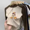 Camiseta térmica de manga larga cepillada para niñas, cuello redondo, otoño e invierno, con panel, para usar por dentro, estampado de dibujos animados, para niños de mediana y mayor edad