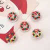 Guirlanda de Natal Desenho Animado Pintada à Mão Presente Contas de Vidro Chatas DIY Pulseira Brincos Contas de Vidro Material para Acessórios