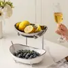 Prato de Frutas Cerâmico de Luxo Leve, Prato de Frutas Doméstico de Múltiplas Camadas, Prato de Frutas Secas de Alto Valor, Processo de Galvanoplastia, Prato de Doces Lingote Atacado