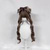 Xingcheng peluca red pequeña Lolita peluca blanco marrón frío doble coleta flequillo recto nueva moda cabello largo rizado