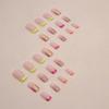 Uñas de longitud media color dopamina raya arcoíris belleza de uñas brillante francés uña postiza terminada belleza pieza de uña uñas