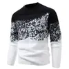 Suéter Jacquard de Piel Sintética de Visón Nuevo para Hombre Otoño e Invierno Bloque de Color Transfronterizo Cuello Redondo Jersey de Punto Camisa Versátil de Capa Base Hombre