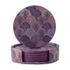 Porta-copos Criativo de Couro PU Spot Exquisito Tapete de Chá com Isolamento Térmico Porta-copos Quadrado de Couro Conjunto de Presentes Promocionais