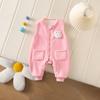 Pantalones de tirantes de dibujos animados con forro de forro polar para bebé de invierno Mono cálido engrosado Pantalones Compuesto Grano Ao Hombro ancho Hakka