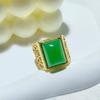 Anillo plateado esmeralda para hombre anillo de dedo abierto color esmeralda abierto ajustable anillo imperial verde para hombre