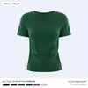 Top de Yoga Slimming com Pregas Laterais que Afinam a Cintura para Mulheres, Camiseta de Gola Redonda de Secagem Rápida, Roupa para Corrida, Treinamento e Fitness, Manga Curta Fina