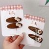 Pinza para el pelo de niños estilo Mori vintage para Otoño e Invierno, clip BB estilo Minimentary color marrón leche, clip para flequillo de conejo de dibujos animados y flor para mujer