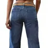 Jeans casual feminino Amazon eBay para primavera e outono, estilo europeu e americano, modelador, elegante, versátil, calça de perna larga, moderna