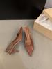 Sandalias negras elegantes de punta cerrada para mujer, zapatos de hadas, novedad primavera-verano 2024, zapatos franceses de tacón alto y puntiagudos de una sola capa.