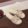Sandálias Bonitas para Uso Externo de Verão Feminino, Novo Estilo Exquisite Chinelos de Praia com Fragrância de Fada para Saias, Chinelos Planos com Strass