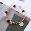 Pulseira Duobao de Cristal feminina coração de pêssego amor cristal roxo cristal rosa cristal de morango pulseira de contas simples primavera e verão nova pulseira