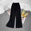 Jeans Negros de Tiro Alto para Mujer, Estilo Invierno, Holgados Estilo Coreano, Tallas Grandes, Adelgazantes, Rectos de Pierna Ancha para Estudiantes, Pantalones Trendy de Largo Hasta el Suelo