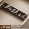 2026 Nuevo Modelo Gris Gunmetal Tablero Divisor de Almacenamiento para Cajones de Cocina Compartimento Integrado para Gabinete para Guardar Espátulas, Palillos y Cucharas
