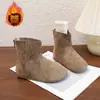 Botas Infantis 2025 Outono e Inverno Novos Calçados Infantis Botas Curtas com Forro Duplo de Lã de Algodão Botas de Couro Botas Individuais para Bebê Botas Birkenstock Tendência