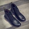 Botas Martins outono e inverno com forro de lã acolchoado vento britânico preto ferramentas sapatos masculinos de couro sapatos de algodão quentes altos uma geração de cabelo