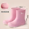 Botas impermeables para mujer de color marrón caqui hasta la pantorrilla con cordón, botines de lluvia exquisitos, zapatos de goma antideslizantes para el trayecto urbano, zapatos de agua, botines cortos elásticos