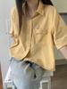 [Sin Devolución, Sin Cambio] Camisa Mujer Verano Nuevo Estilo Coreano Manga Corta Tencel Holgada Camisa Top 12001-1